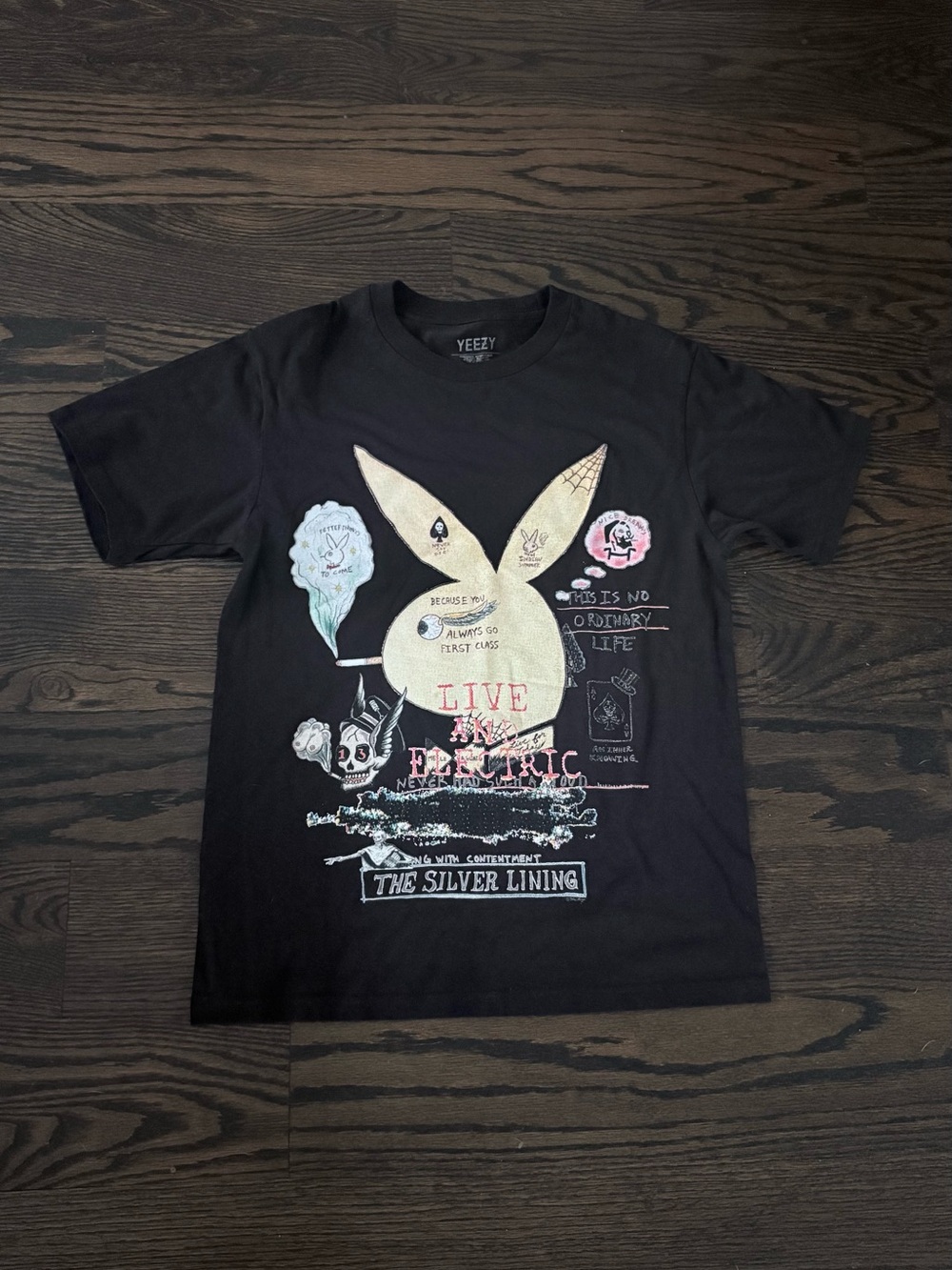 Yeezy silver lining Black Graphic Bunny Tee